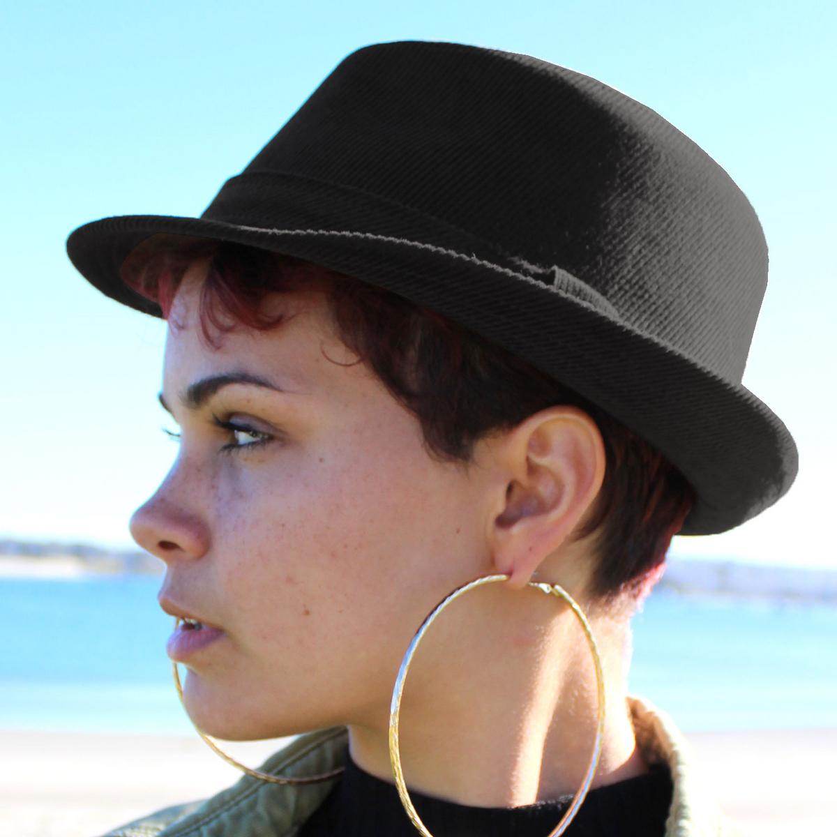 Jaxon Hats | Corduroy C-Crown Trilby Fedora Hat | 142307 | lsfone | BLACK