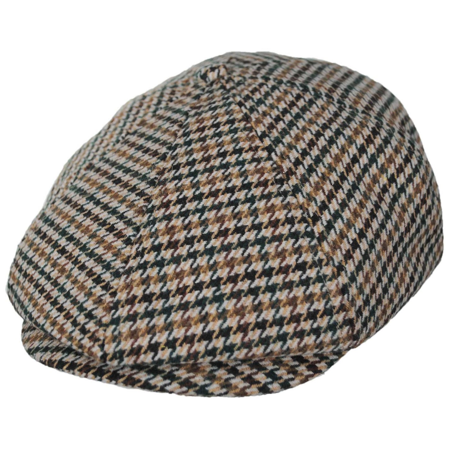BRIXTON HATS | Brood Wool Houndstooth Newsboy Cap | 161511 | lead | DUSTED OCHRE/KHAKI/VERDANT GREEN