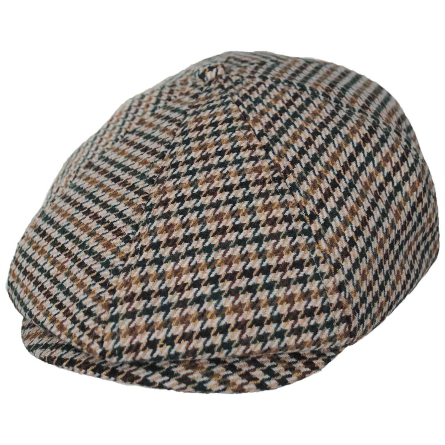 BRIXTON HATS | Brood Wool Houndstooth Newsboy Cap | 161511 | lead | DUSTED OCHRE/KHAKI/VERDANT GREEN