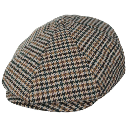 BRIXTON HATS | Brood Wool Houndstooth Newsboy Cap | 161511 | lead | DUSTED OCHRE/KHAKI/VERDANT GREEN