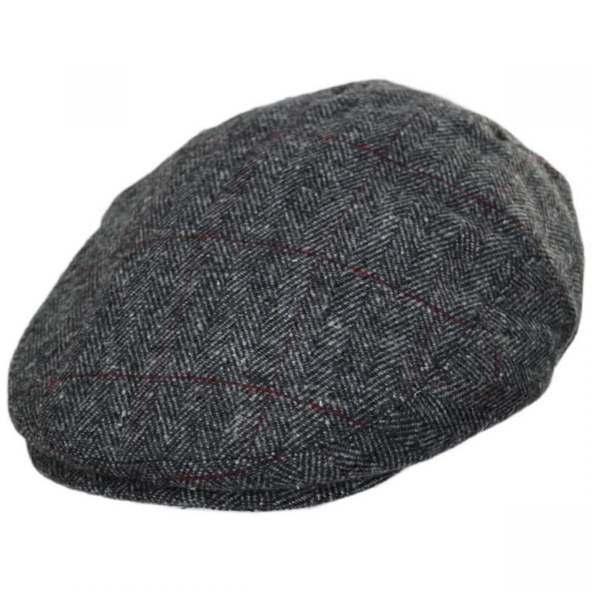 Jaxon Hats | Cosmo Herringbone Plaid Wool Blend Ivy Cap | 167560 | lead | GREY