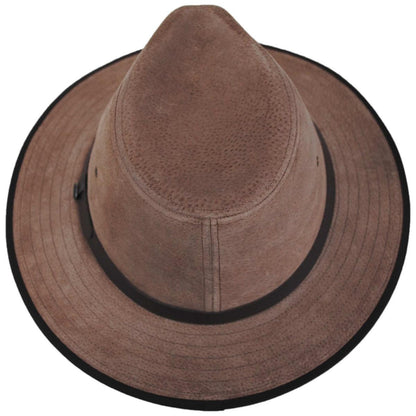 Jaxon Hats | Nubuck Leather Safari Fedora Hat | 147200 | top | CHESTNUT