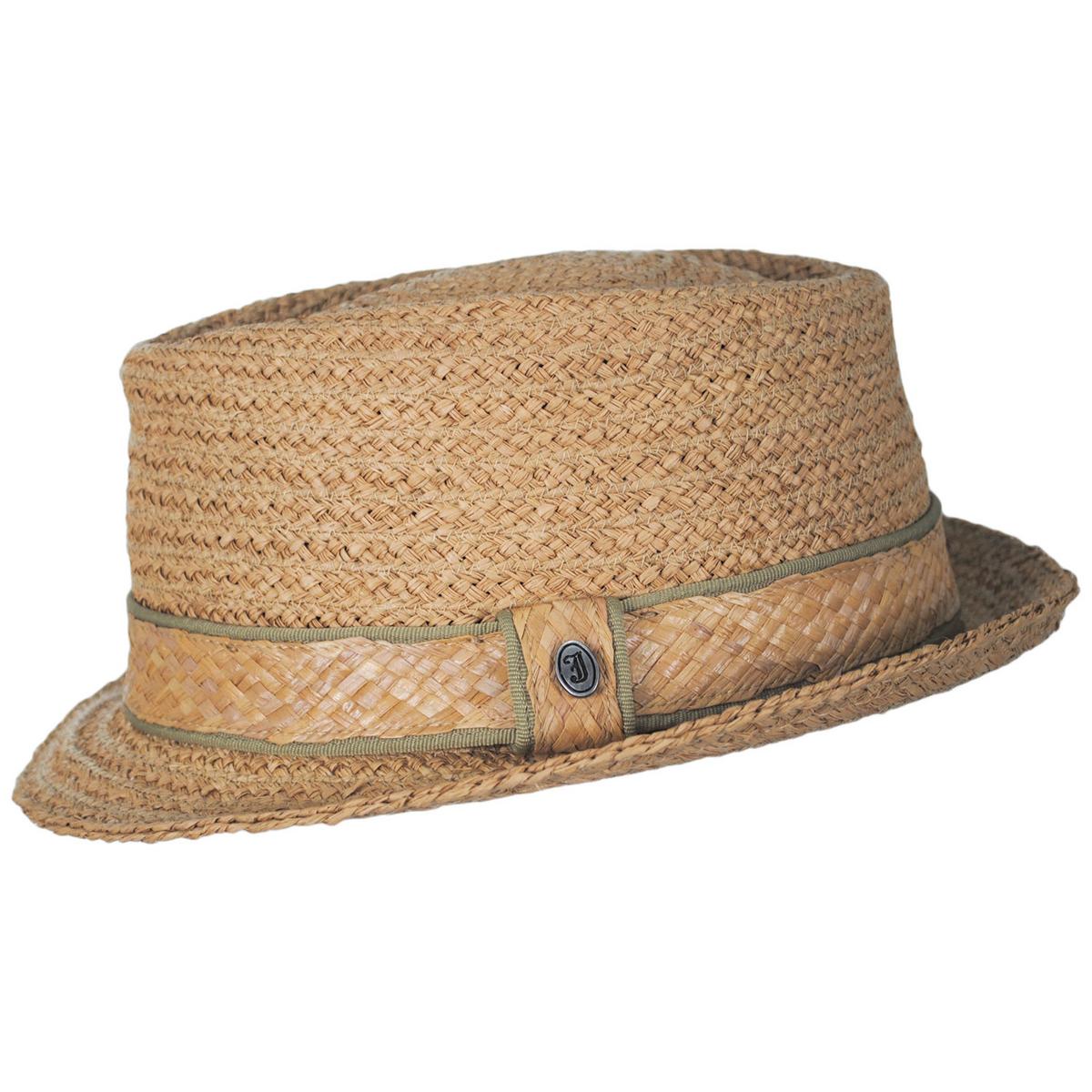 Jaxon Hats | Raffia Straw Diamond Crown Fedora Hat | 129002 | detailone | NATURAL