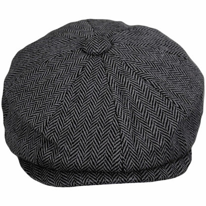 Jaxon Hats | Kid's Herringbone Wool Blend Newsboy Cap | 512100 | front | CHARCOAL