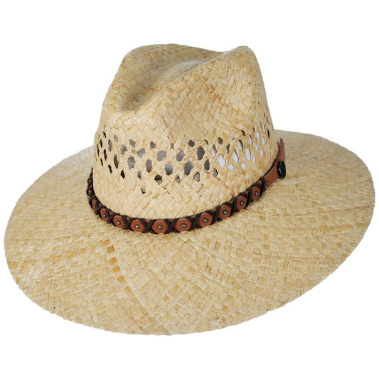 Stetson | Danbury Palm Straw Safari Fedora Hat | 127031 | lead | NATURAL