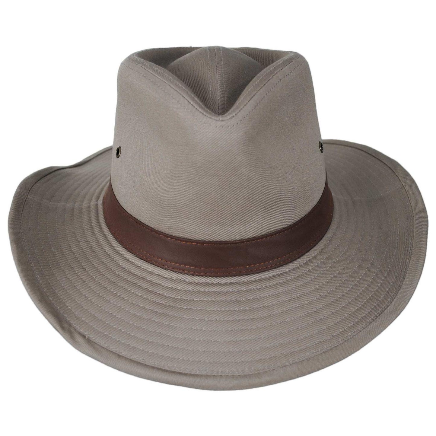 Dorfman Pacific | Cotton Twill Outback Fedora Hat | 400232 | front | KHAKI