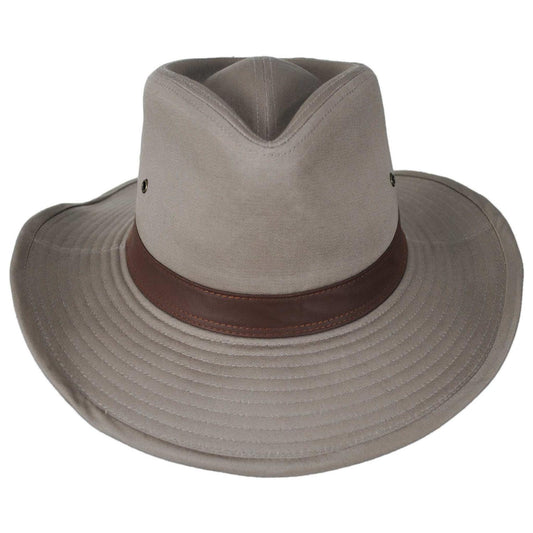 Dorfman Pacific | Cotton Twill Outback Fedora Hat | 400232 | front | KHAKI