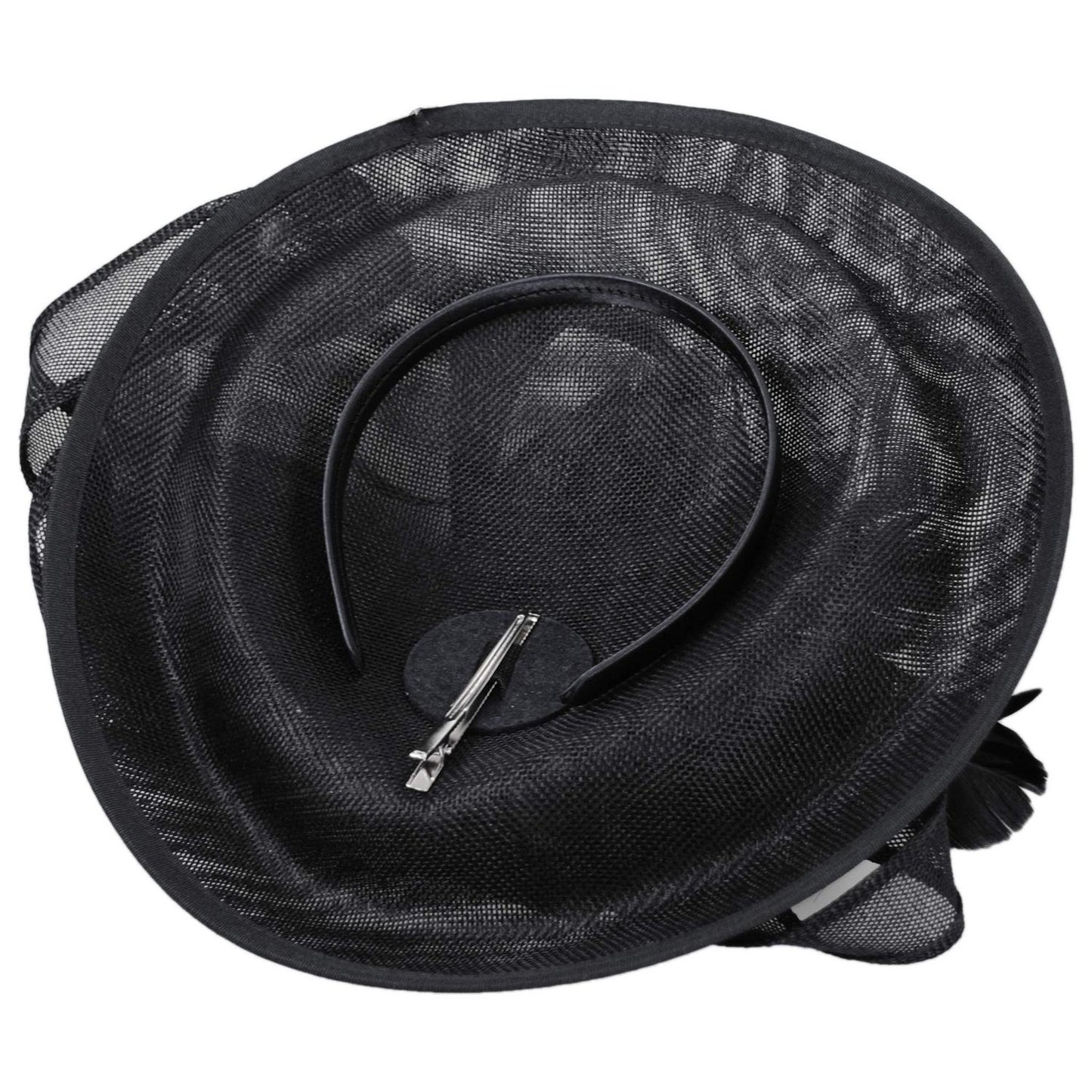 Sophia | Ribbon & Flax Linen Fabric Fascinator Hat | 122904 | under | BLACK