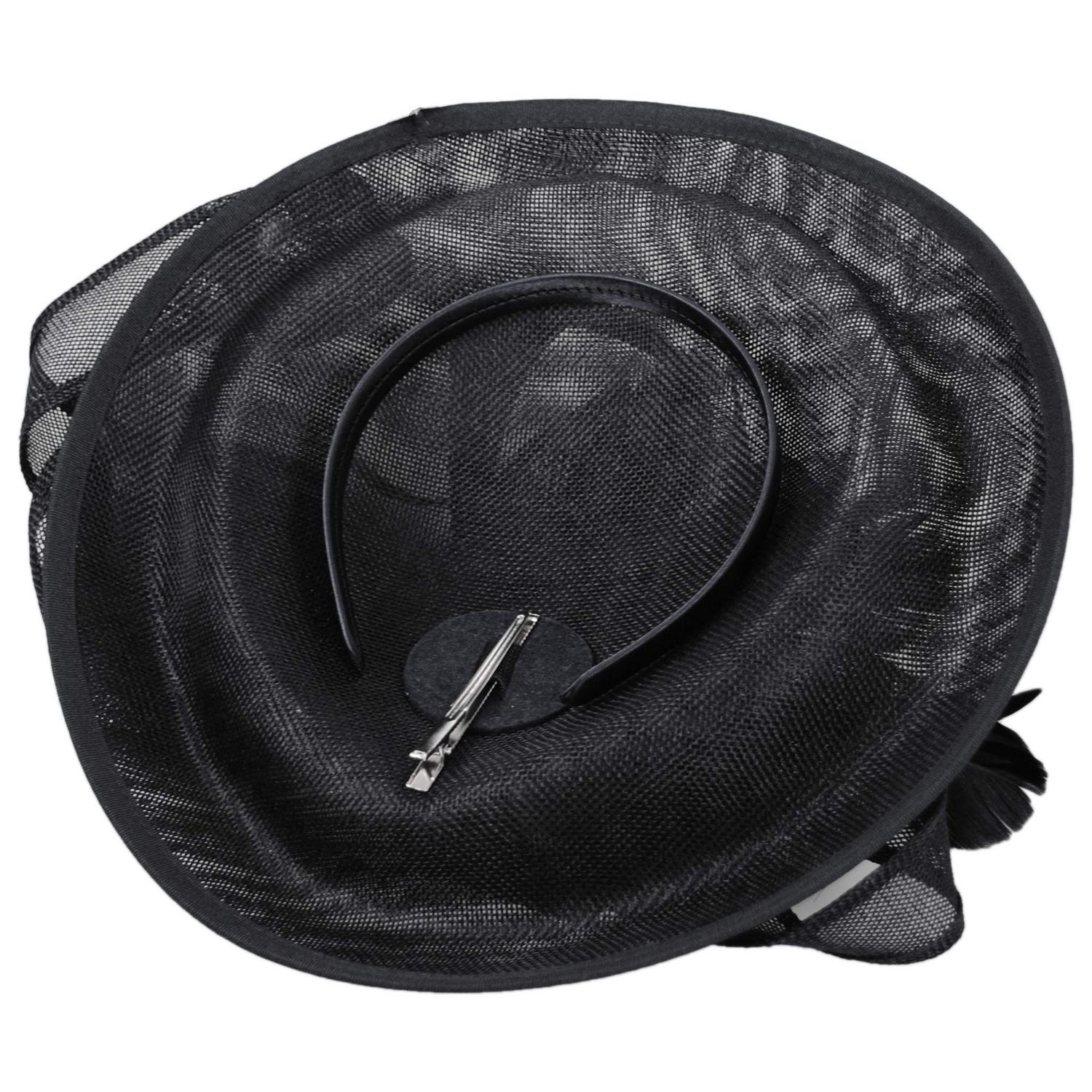 Sophia | Ribbon & Flax Linen Fabric Fascinator Hat | 122904 | under | BLACK