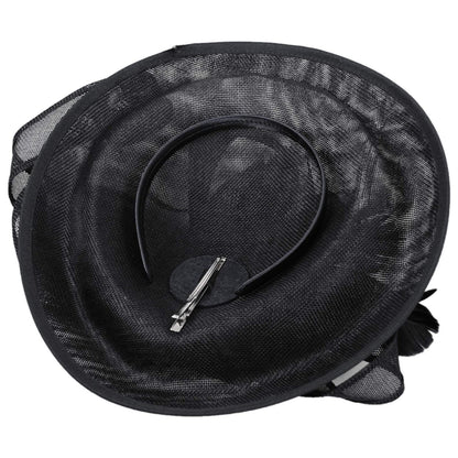 Sophia | Ribbon & Flax Linen Fabric Fascinator Hat | 122904 | under | BLACK