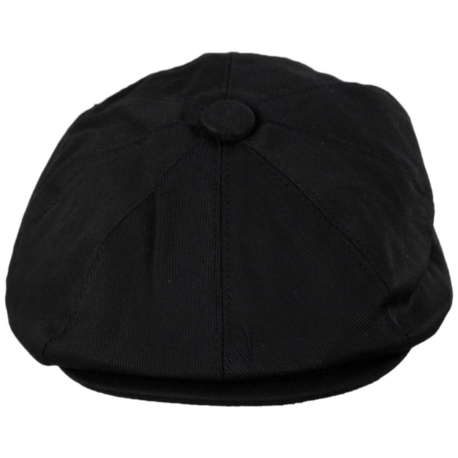 Jaxon Hats | Kid's Cotton Newsboy Cap | 512103 | front | BLACK