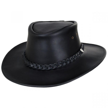 Jaxon Hats | Crusher Leather Outback Hat | 147202 | lead | BLACK