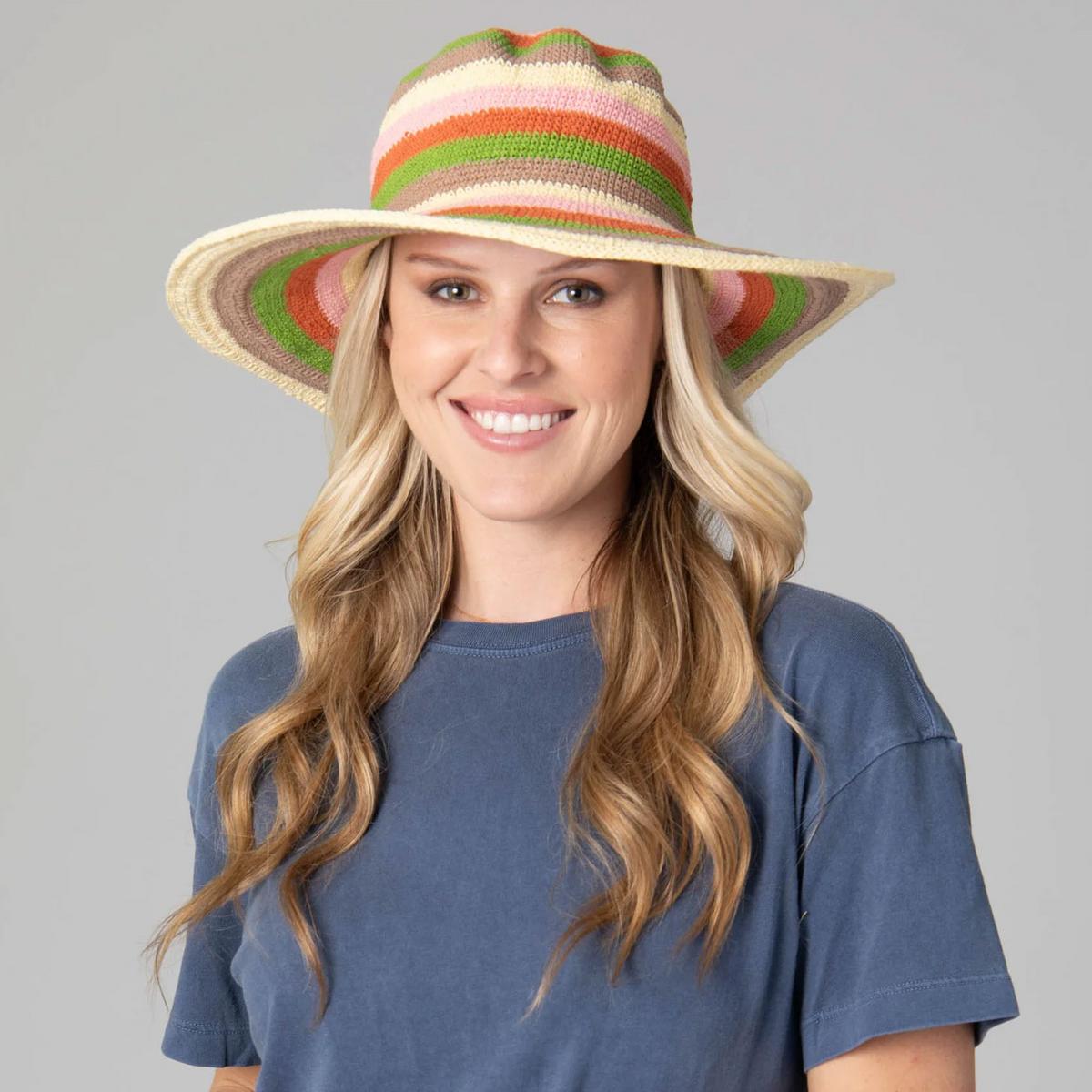 San Diego Hat Company | Java Striped Cotton Crochet Sun Hat | 108935 | lsftwo | MULTI STRIPE