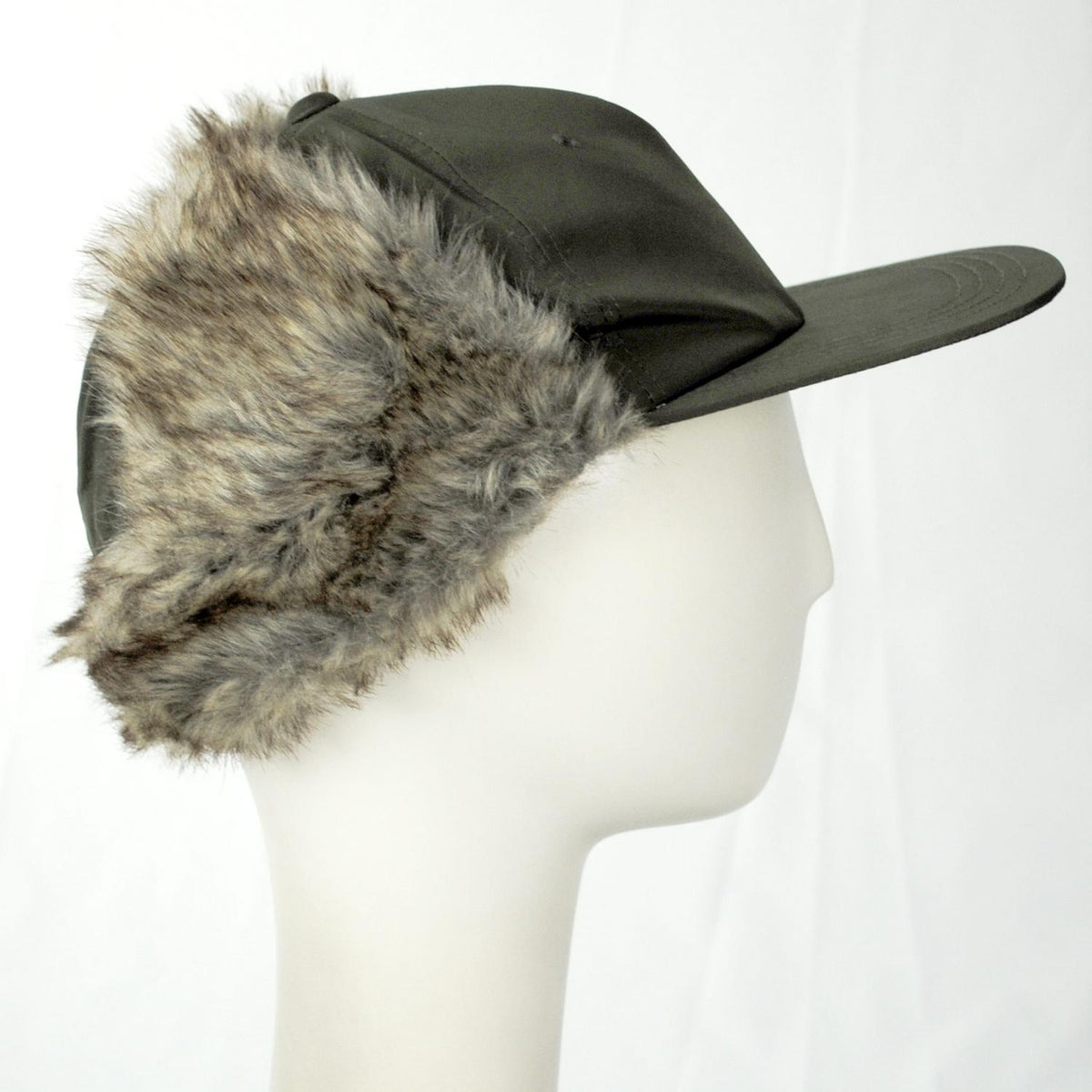 Dorfman Pacific | Woody Nylon Earflap Fitted Baseball Cap | 200184 | profiletwo | OLIVE