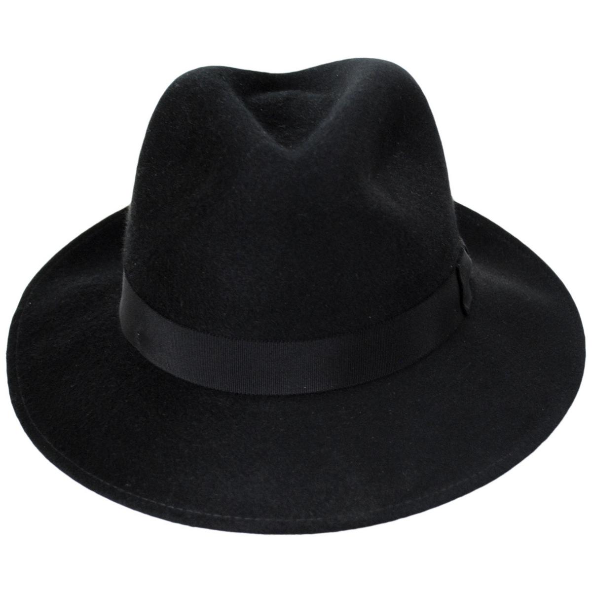 Bailey 1922 | Criss Wool LiteFelt Long Teardrop Fedora Hat | 130157 | front | BLACK