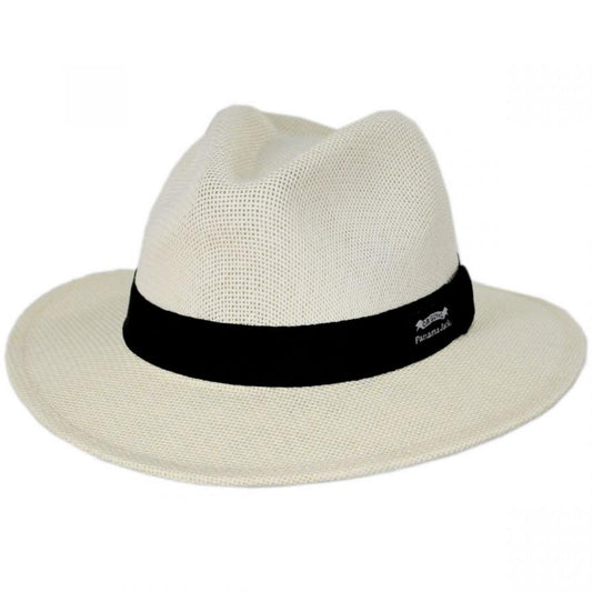 Panama Jack | Kingfin Toyo Straw Safari Fedora Hat | 126387 | lead | IVORY