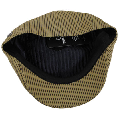 BRIXTON HATS | Brood Cotton Stripe Newsboy Cap | 161515 | under | DARK TAN/BLACK HICKORY STRIPE