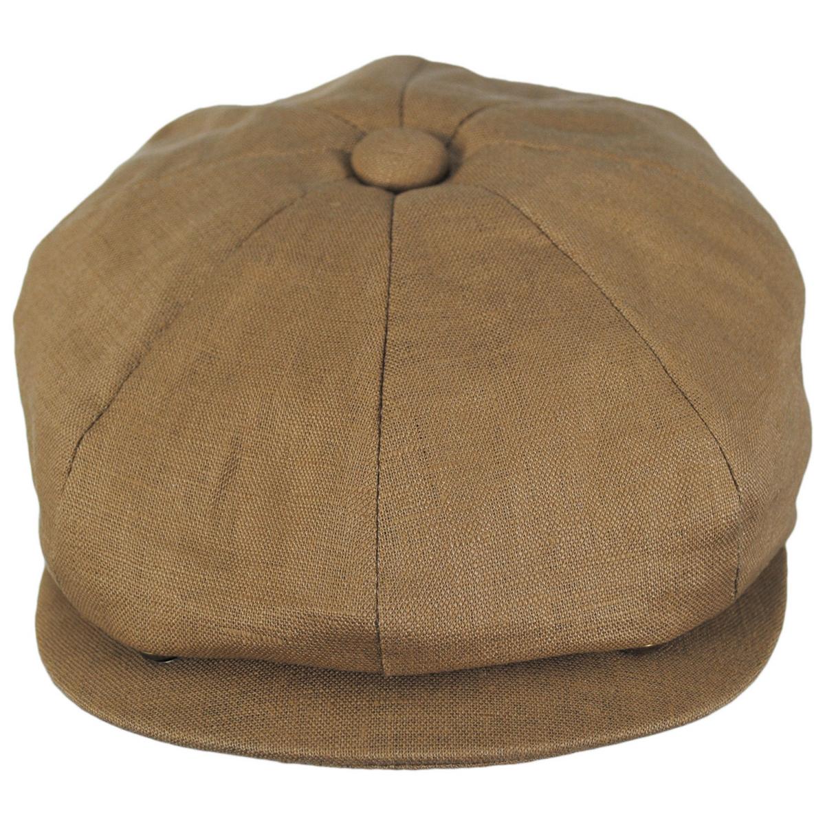 Jaxon Hats | Linen and Cotton Newsboy Cap | 167774 | front | CAMEL