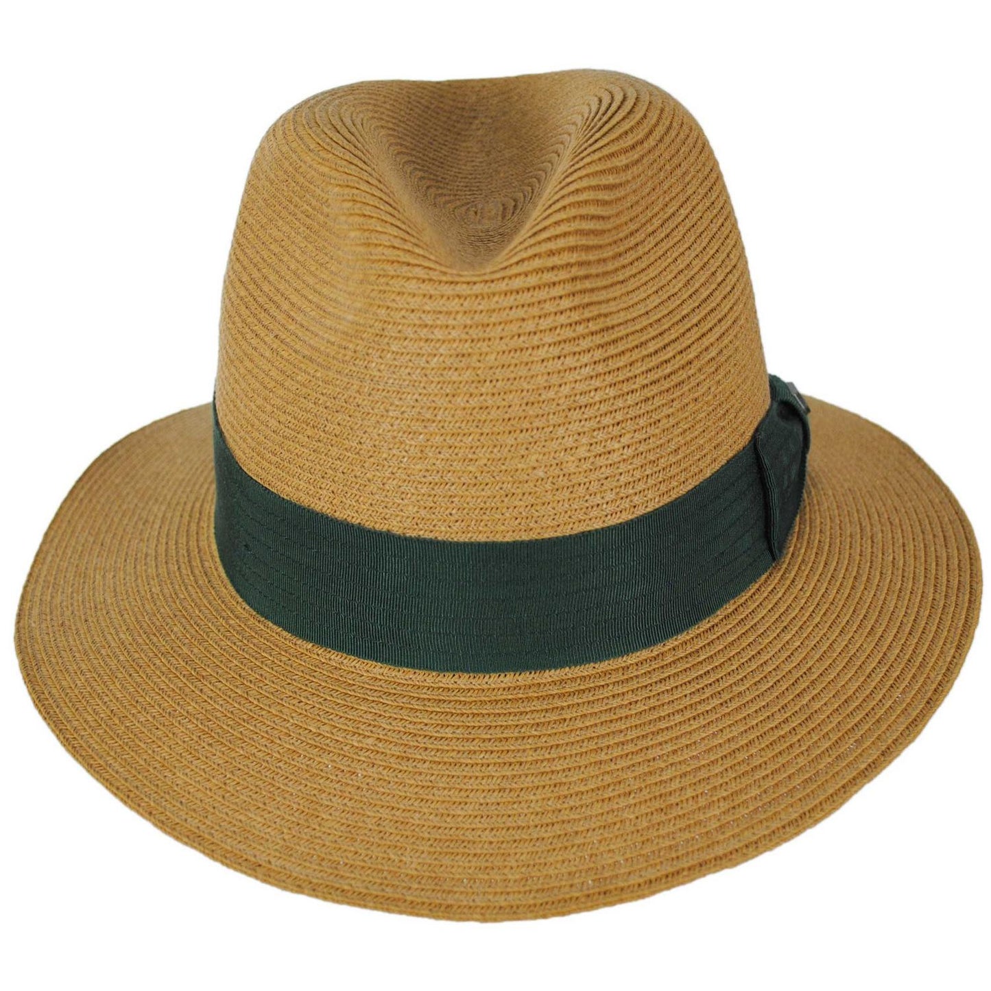 BRIXTON HATS | Roma Toyo Straw Fedora Hat | 128369 | front | DARK TAN/PRIMAL GREEN