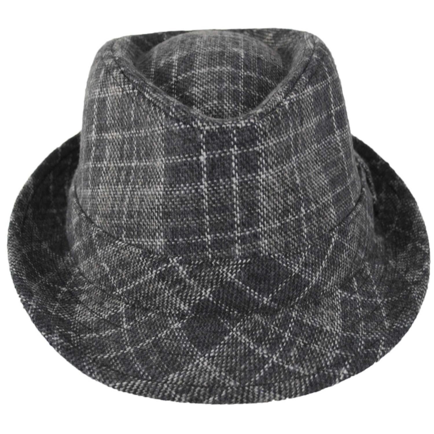 Dorfman Pacific | Chester Plaid Fedora Hat | 140244 | front | BLACK