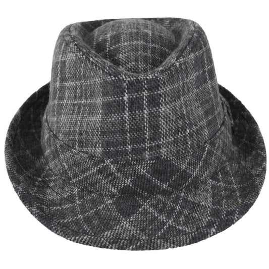 Dorfman Pacific | Chester Plaid Fedora Hat | 140244 | front | BLACK