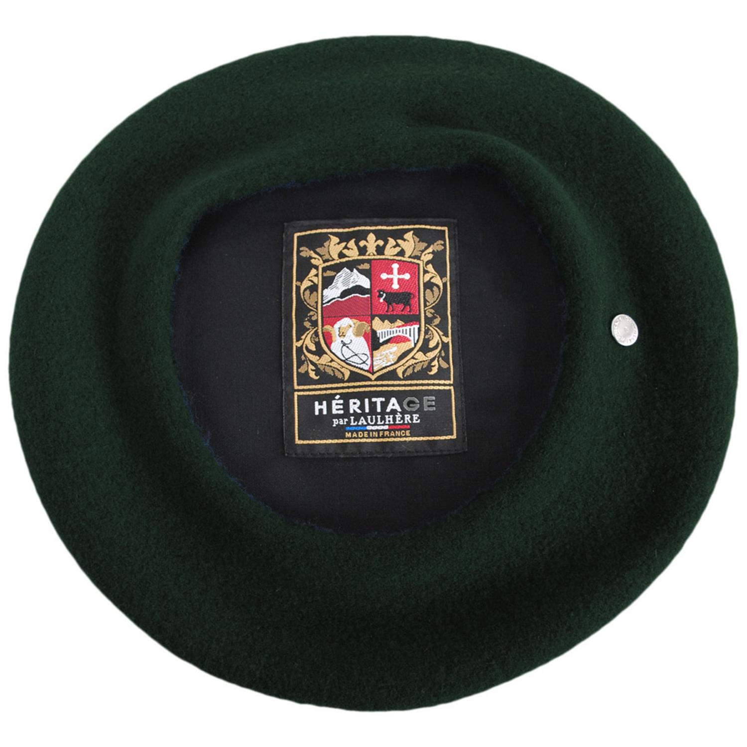 Heritage par Laulhere | Authentique Classic Wool Beret | 151058 | under | DARK GREEN
