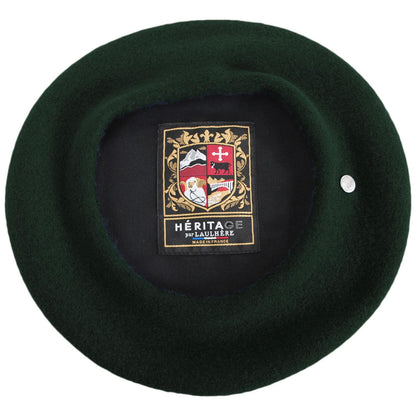 Heritage par Laulhere | Authentique Classic Wool Beret | 151058 | under | DARK GREEN
