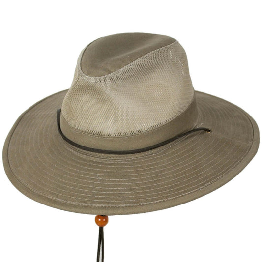 Dorfman Pacific | Mesh Crown Wide Brim Aussie Hat | 400206 | lead | KHAKI