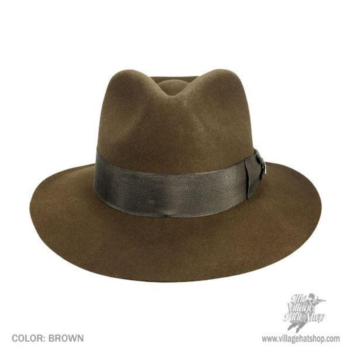 Indiana Jones | Officially Licensed Wool Felt Fedora Hat | 130445 | front | BROWN