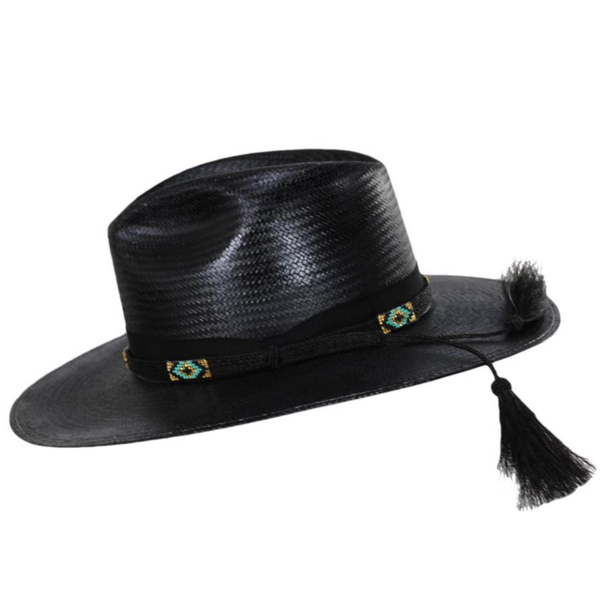 Stetson | Helix Shantung Straw Fedora Hat | 127042 | profile | BLACK