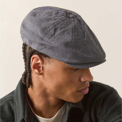 BRIXTON HATS | Brood Cotton Stripe Newsboy Cap | 161534 | lsmtwo | INDIGO/DARK SAND