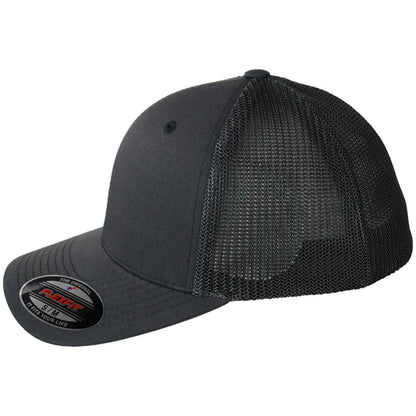 Flexfit | Tonal Mesh Trucker Flexfit Fitted Baseball Cap | 221501 | profile | CHARCOAL