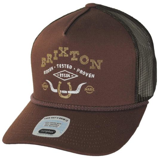 BRIXTON HATS | Beekman NetPlus Mesh Trucker Snapback Baseball Cap | 201899 | lead | BROWN/BROWN