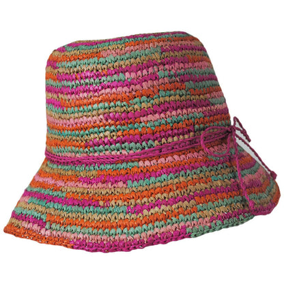 San Diego Hat Company | Iris Raffia Straw Bucket Hat | 103689 | profile | MULTI PINK
