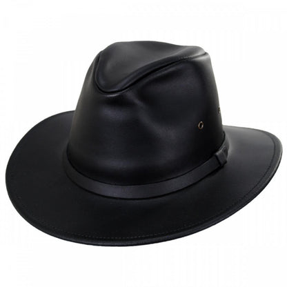 Henschel | Leather Safari Fedora Hat | 140317 | lead | BLACK