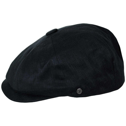 Jaxon Hats | Linen and Cotton Newsboy Cap | 167774 | profile | BLACK