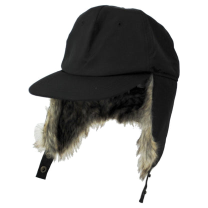 Dorfman Pacific | Woody Nylon Earflap Fitted Baseball Cap | 200184 | lead | BLACK