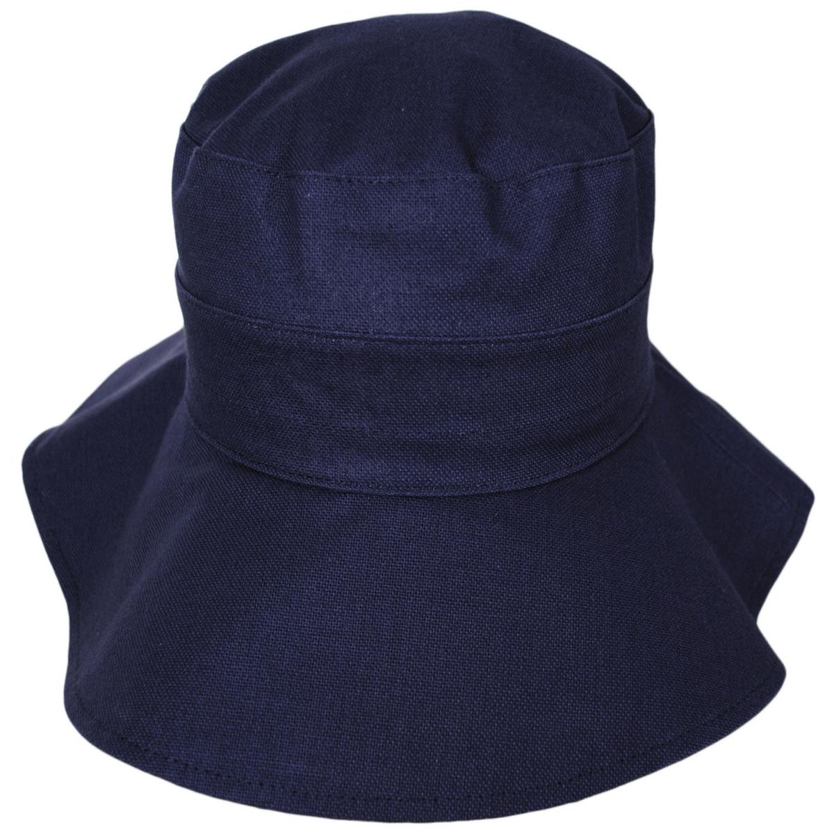 Scala | Alma Ponytail Cotton Bucket Hat | 106443 | front | NAVY