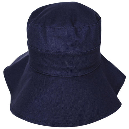 Scala | Alma Ponytail Cotton Bucket Hat | 106443 | front | NAVY