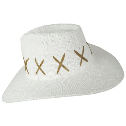 NIKKI BEACH | Exuma Bangora Straw Fedora Hat | 102671 | profile | WHITE/BROWN