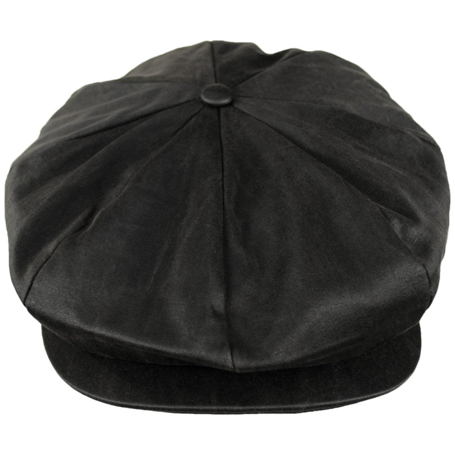 BRIXTON HATS | Brood Baggy Cotton Vegan Leather Newsboy Cap | 161585 | front | BROWN FAUX LEATHER