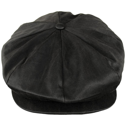 BRIXTON HATS | Brood Baggy Cotton Vegan Leather Newsboy Cap | 161585 | front | BROWN FAUX LEATHER
