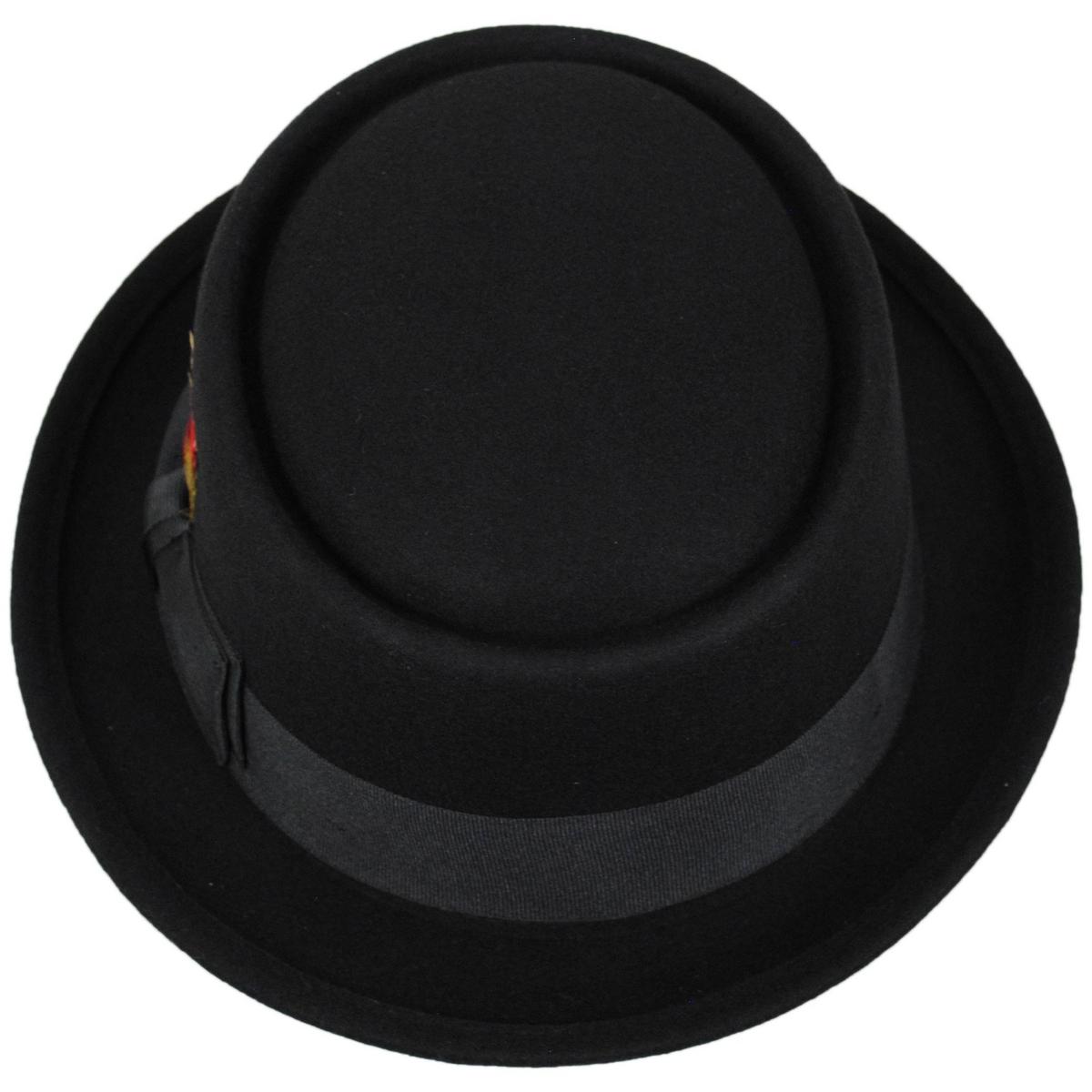 Jaxon Hats | Wool Felt Pork Pie Hat | 135065 | top | BLACK