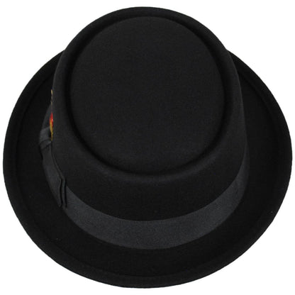 Jaxon Hats | Wool Felt Pork Pie Hat | 135065 | top | BLACK