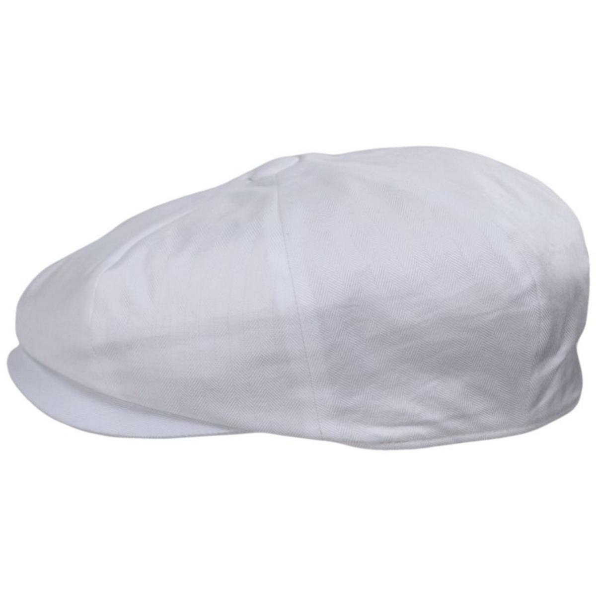 Baskerville Hat Company | Glasbury Cotton Herringbone Newsboy Cap | 167681 | profile | TAUPE