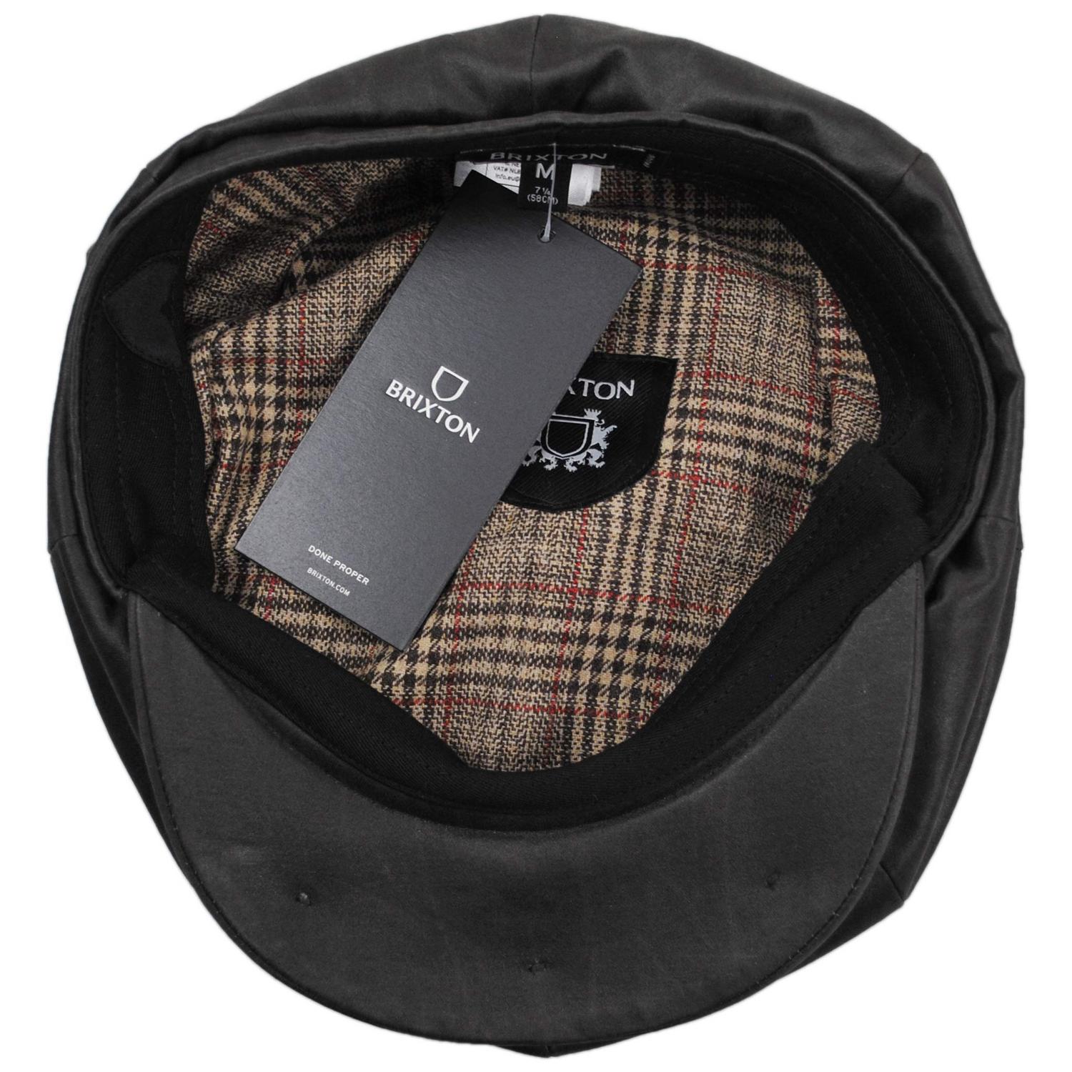 BRIXTON HATS | Brood Baggy Cotton Vegan Leather Newsboy Cap | 161585 | under | BROWN FAUX LEATHER