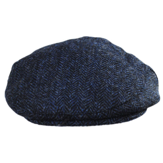 Jaxon & James | Wholesale Ardmore Harris Tweed Wool Ivy Cap B2B Pre-Pack | B2B170006 | front | BLUE/BLACK