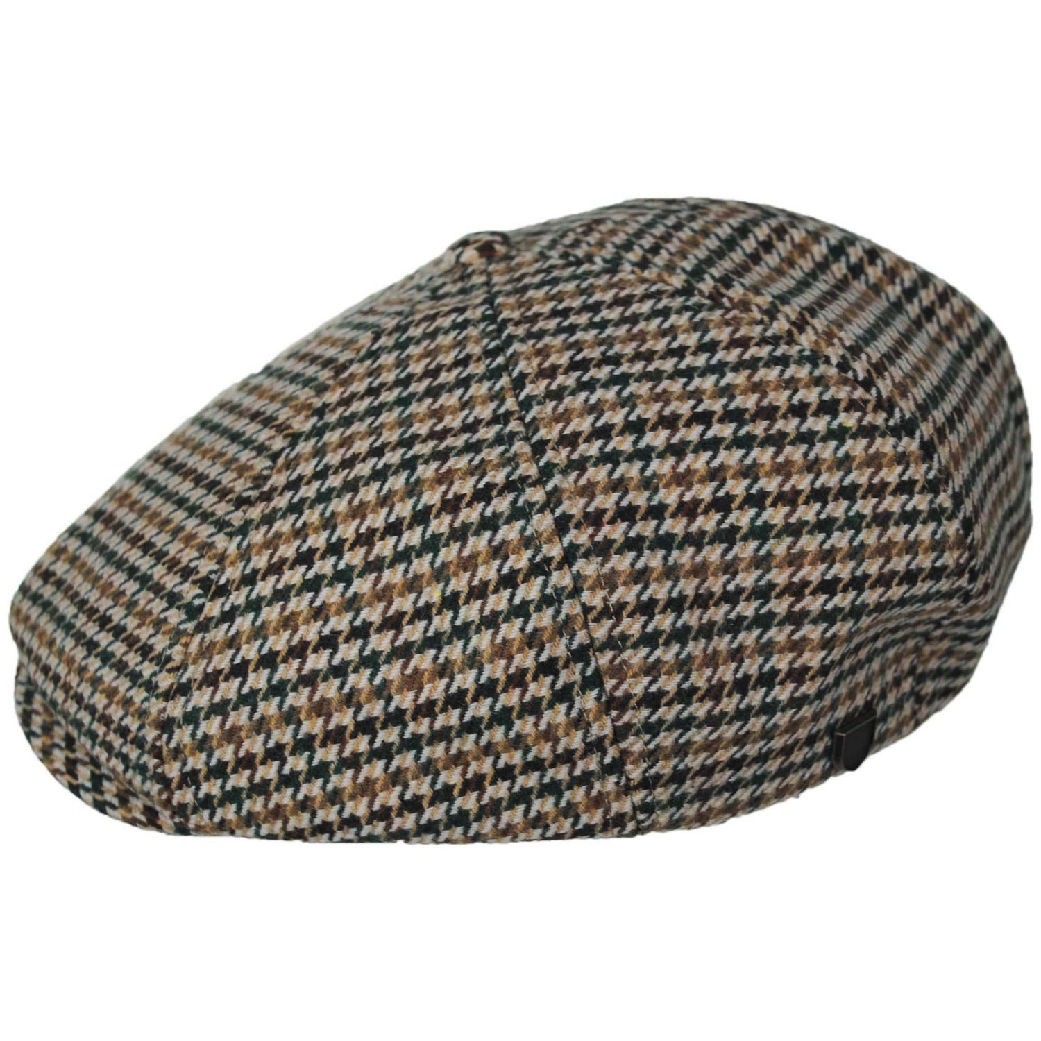 BRIXTON HATS | Brood Wool Houndstooth Newsboy Cap | 161511 | profile | DUSTED OCHRE/KHAKI/VERDANT GREEN