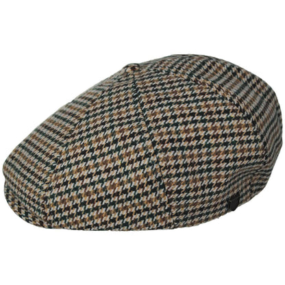 BRIXTON HATS | Brood Wool Houndstooth Newsboy Cap | 161511 | profile | DUSTED OCHRE/KHAKI/VERDANT GREEN