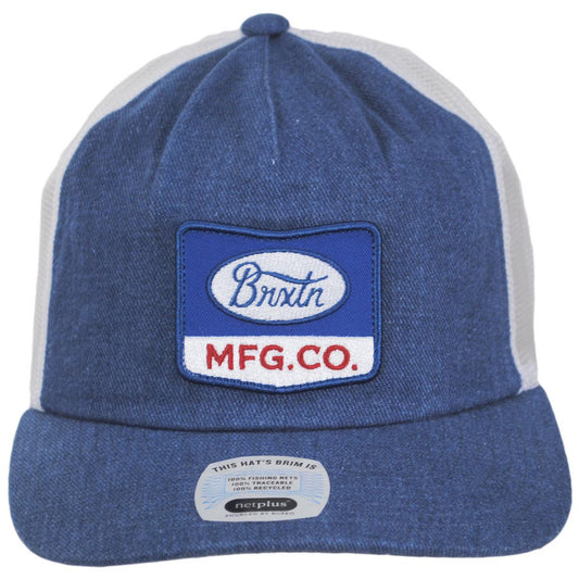 BRIXTON HATS | Phillips MP NetPlus Mesh Snapback Trucker Baseball Cap | 201867 | front | DENIM/WHITE